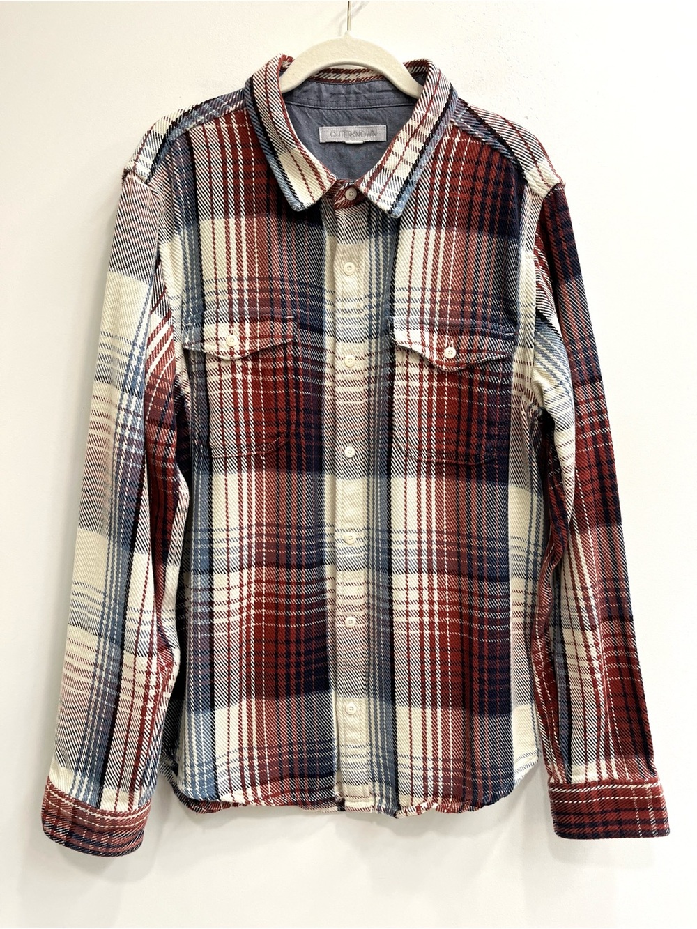 Outerknown Plaid Blanket Shirt Button Up Henna Rouge Rugged Organic Cotton XL